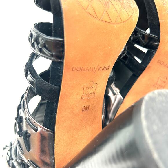 Donald J Pliner Bindy Block Cage Heels Gladiator Strappy Studded Metallic 9 - Picture 11 of 12